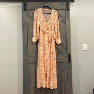 Peach & white floral maxi dress